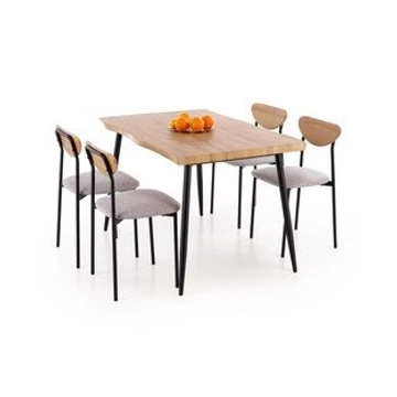 DICKY set, asztal + 4 chairs color: natural / fekete / szürke — a családi vacsorák színhelye