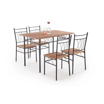 FAUST set + 4 chairs color: natúr tölgy / fekete — a családi vacsorák színhelye
