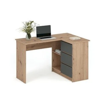 BEGA íróasztal, artisan tölgy / graphite — produktív munkanapok